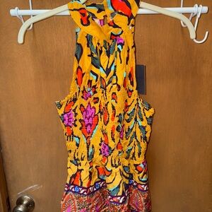 Haute Hippie Halter Top Smocked Bodice Flare Hem Women’s Size Medium NWT